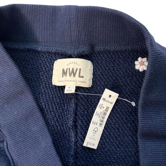 New Women’s Madewell Airyterry Floral Embroidered Tapered Sweatpants Size M - Picture 3 of 8